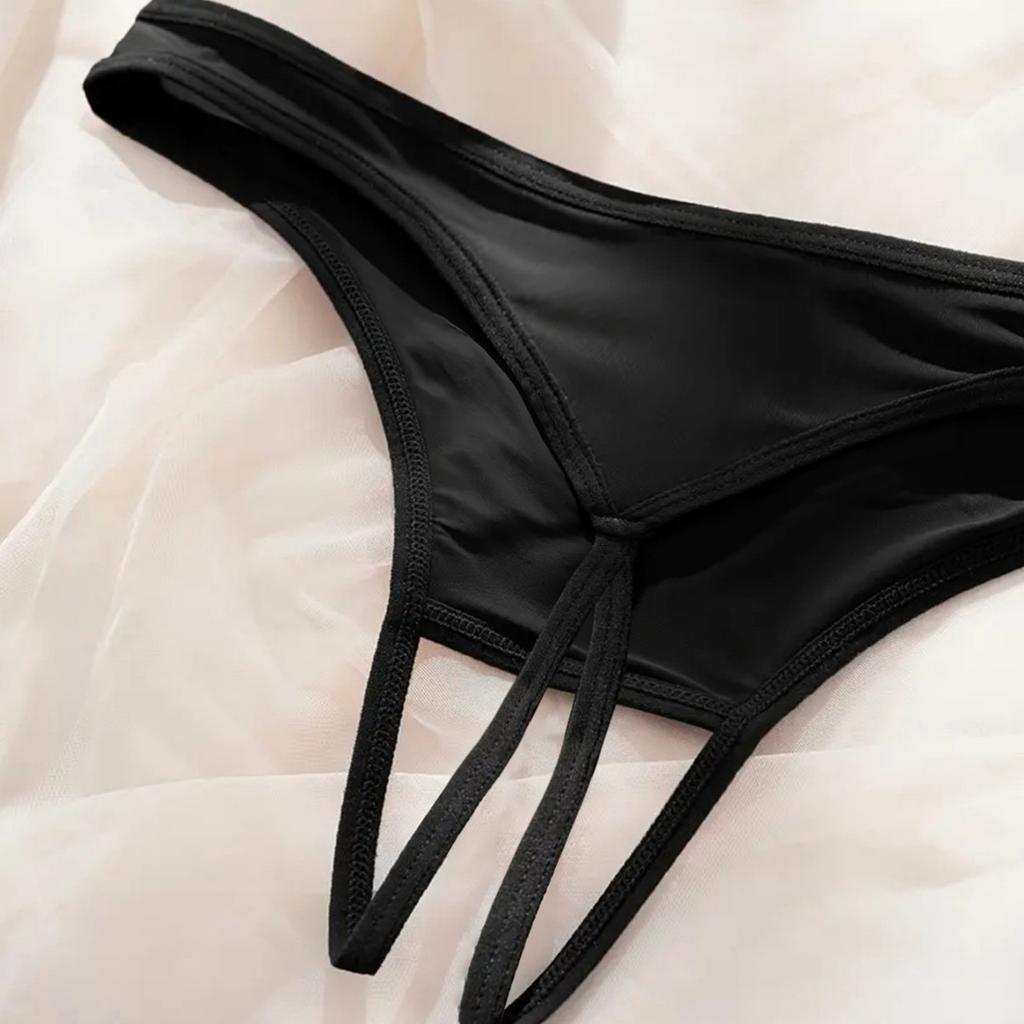 Back Big Bow Thong Open Crotch Free Invisible Breathable Low Waist Sexy Seamless Underwear Women