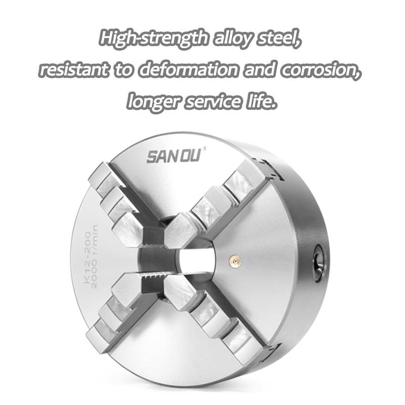 4-Jaw K12-80/100/125/130/160/200/250mm Self-Centering Linkage Lathe Chuck with Chuck Wrench for CNC Rounter Engraving Milling Tire Chucks 1