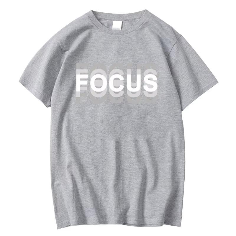 Summer Men's  Blend High Quality Casual Sports Loose Oversized Funny Focus Print Round Neck Short Sleeved T-shirt Tops