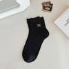 Female Summer Thin Embroidered Bow Mesh Breathable Tube Socks