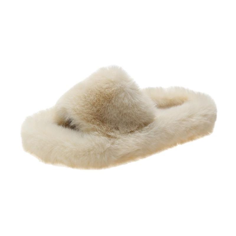Women's Shoes, Oversized Woolen Slippers, Warm One-shoulder Shoes