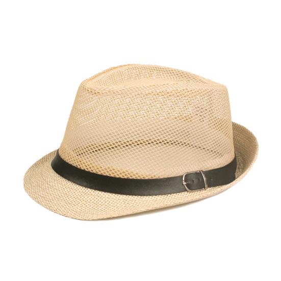 Herren Fedora Breiter Rand Netz Frühling Sommer Einfarbige Flache Krempe Sonnenschutzhut für Draußen