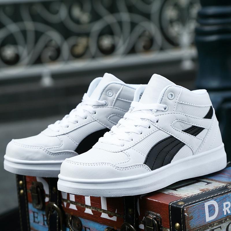 Springtime Stylish Daily Wear Shoes Men White Athletic Shoes Breathable High Top Flats Skateboarding Shoes New Unisex Man Shoes