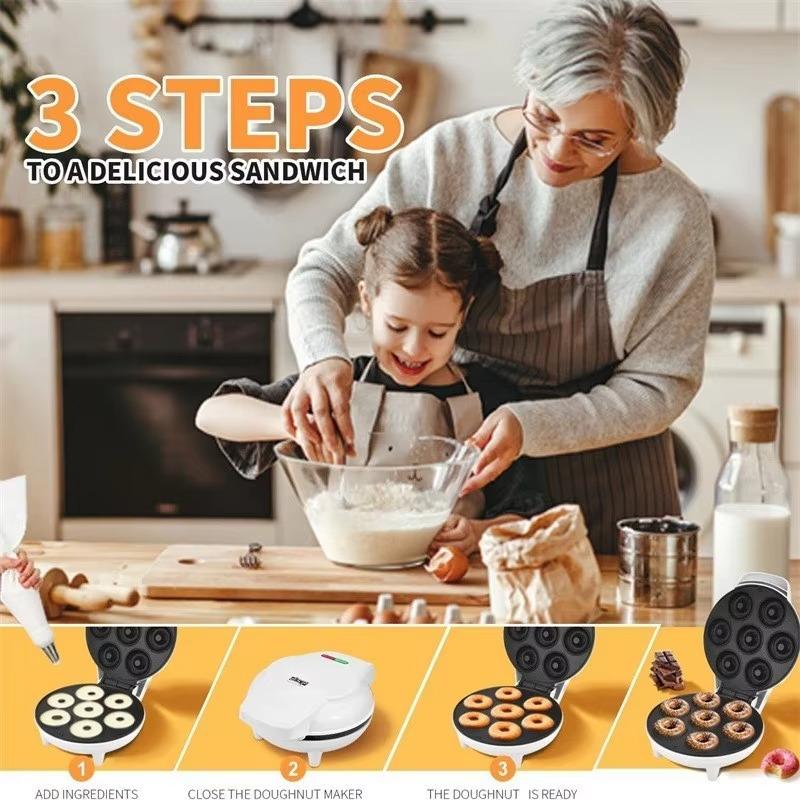 Donut Maker 1PC Cake Maker 7 Holes Mini Round Cake Household Breakfast Machine Children Homemade Snacks Cooking Appliances