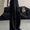 Women's Black High-Waist Wide-Leg Sweatpants - Loose, Comfortable, Floor-Length, Summer Casual