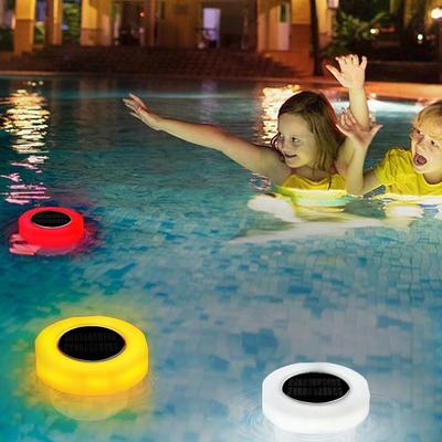 Flotteur de chlore pour piscine 2 en 1 avec lumière solaire pour tablette jusqu'à 3 pouces Distributeur flottant solaire de chlore Flotteur de brome pour spa