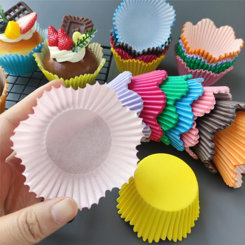 200pcs Cake Cup Liners, Oil-Proof Cake Cups, Flower Shape Design in Assorted Colors, Perfect for Cookies and Cakes