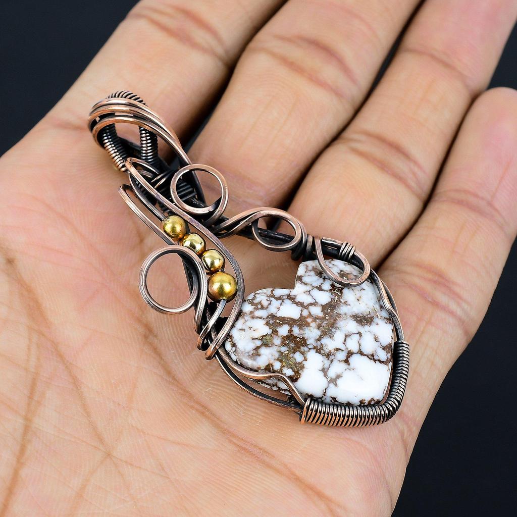 Wild Horse Pendant Gemstone Jewelry, 999 Copper Wire Wrapped Handmade Pendant, Latest Design Jewelry