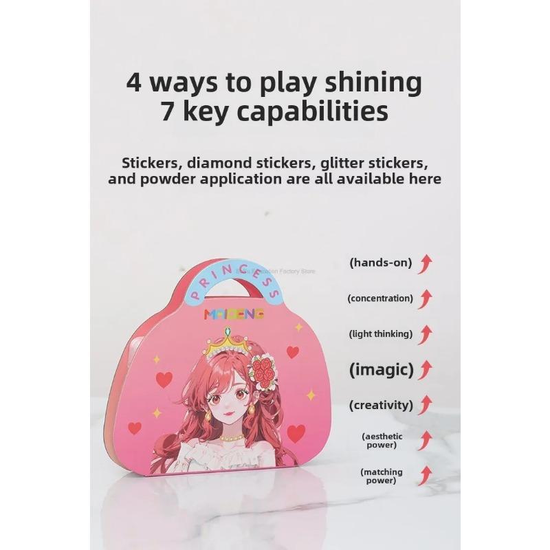 Princess Craft Kit Make-up, 2025 Neues Malen Prinzessin Buch Make-up Bastelsets Folienkunstbücher, Basteln DIY Make-ups, Kinder Make-up Sets für Mädchen 5-8