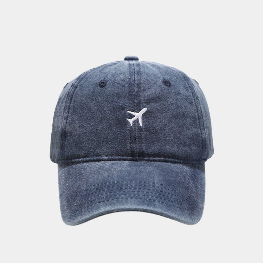 Washed Cotton Airplane Embroidered Baseball Cap Distressed Adjustable Peaked Cap Sunscreen Hip Hop Sun Hat For Man Women Unisex