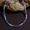Original Design Handmade String S925 Sterling Silver Natural Tanzanite White Fritillary Necklace Women'S Simple And Elegant Clavicle Chain