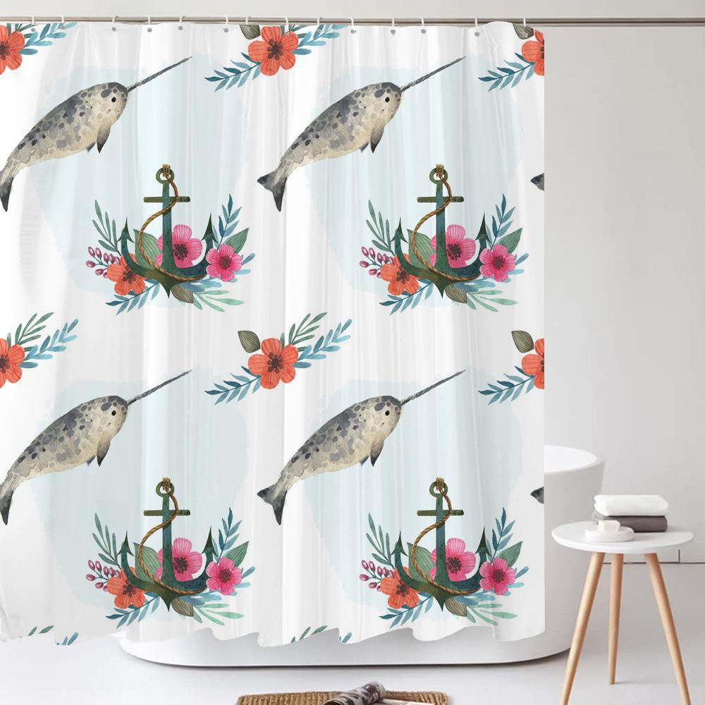 Green Plants Flowers Waterproof Polyester Shower Curtains Eco-friendly High Quality Bathroom Curtains Blind For Home Decorations