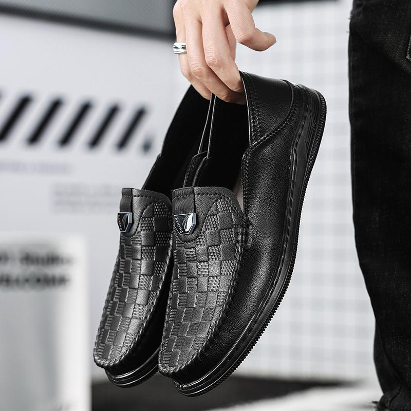 Classic Black Comfortable and Casual Men's Driving Leather Shoes Luxury Men's  Outdoor Leisure Activity Office Dad's Shoes