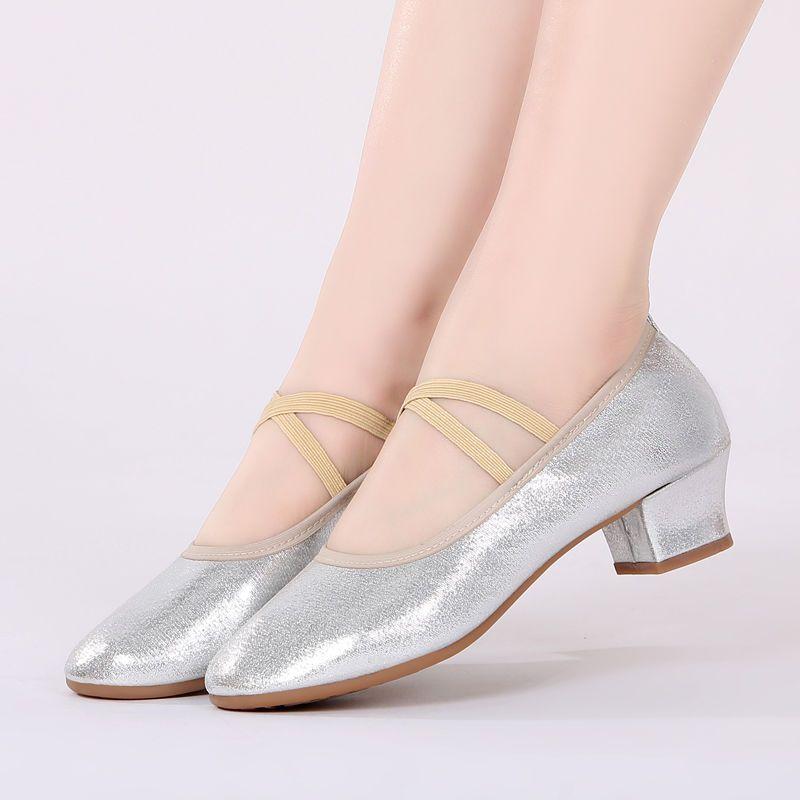 Sapatos Femininas Women Cute Siilver Light Weight Buckle Strap Square Heel Shoes Lady Casual Comfort Dance Shoes Ab648