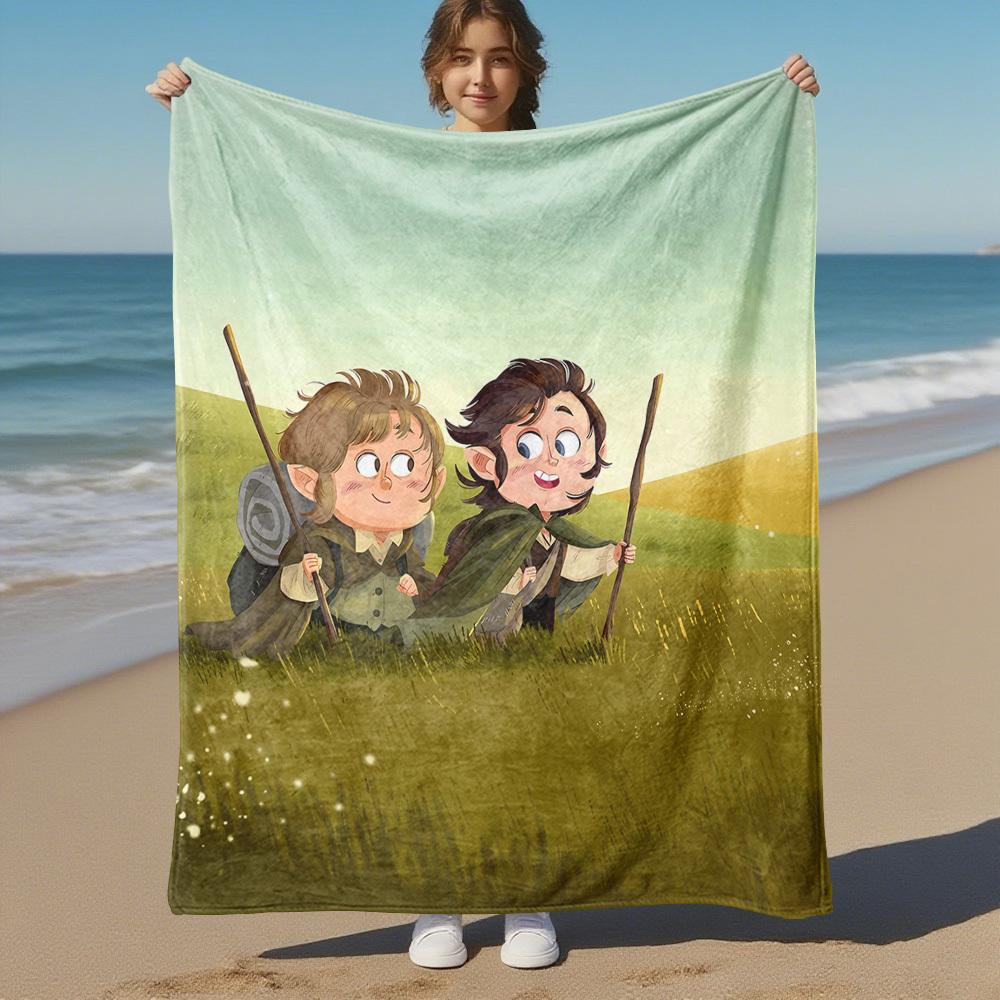 1pc Hobbit Shire - Throw Blanket, Soft, Flannel Blankets, Living Room, All Seasons Use-1021133 75X95CM