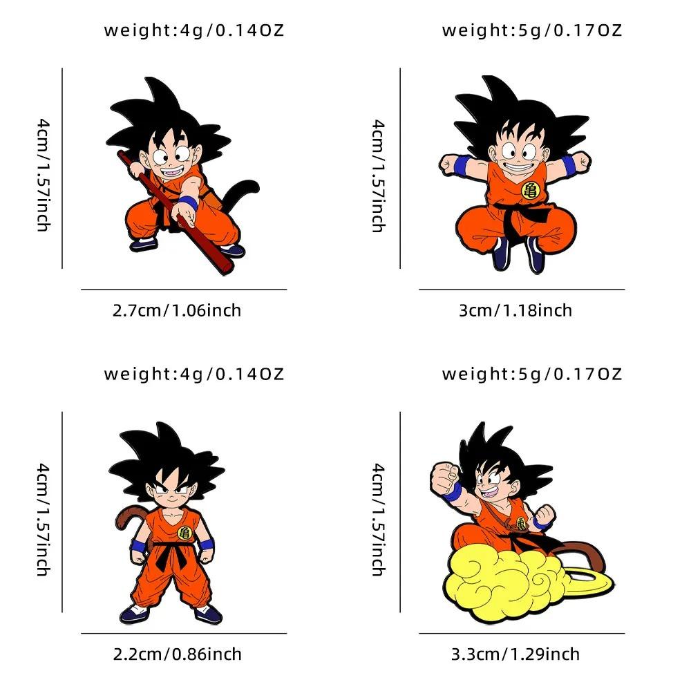 4 Pcs Son Goku Dragon Ball Cartoon Character Brooch Enamel Pin Metal Badge Jewelry For Clothes And Backpack Accessories Gift