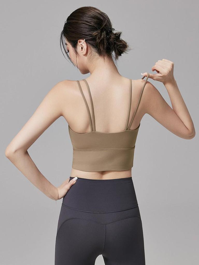 Women's One-Piece Strappy Sports Bra for Yoga & Running - Anti-Sag, Beautiful Back Design