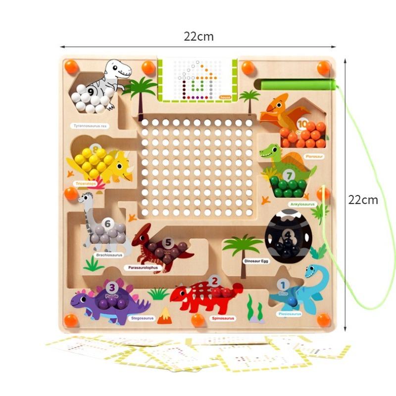 Non-Toxic Magnetic Color And Number Maze Montessori Dinosaur Counting Matching Learning Puzzle Board Toddler Fine Motor Skills Travel Toys