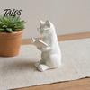 Décoration Chat de Bureau Figurine de Lecture Imprimée en 3D, Ornement Décoratif avec Base Lestée Antidérapante, Pièce d'Art Paresseuse Statue Intellectuelle Œil