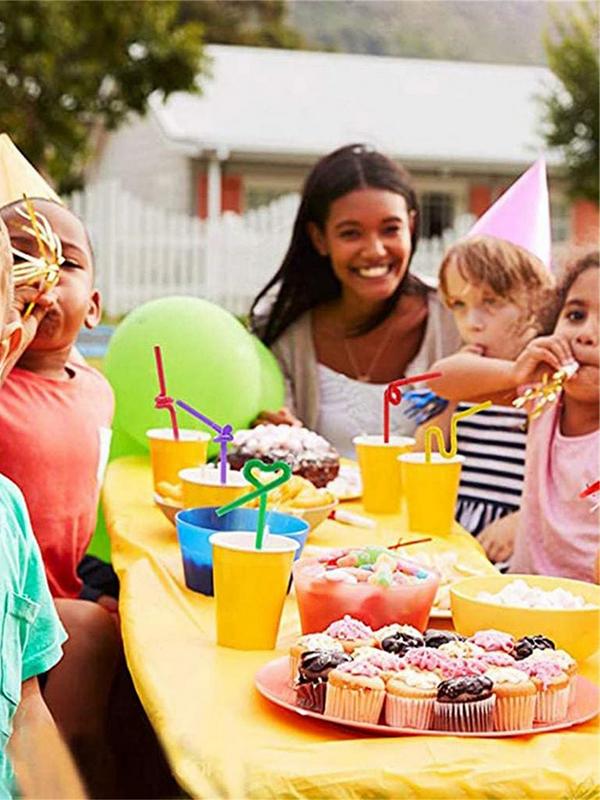 100pcs Multicolor Drinking Straws Flexible Plastic Drinking Straw Long Flexible Sipping Straw Party Wedding Kitchen Accessories