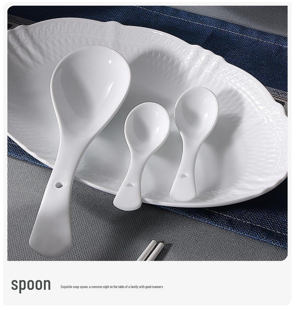 Jingdezhen High-Value White Porcelain Tableware Set: Underglaze Color Relief Bowl and Plate Collection