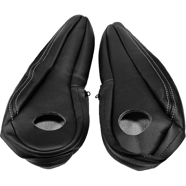 Microfiber Leather Seat Armrest Cover (Black) - Compatible with 2011-2016 Chrysler Town & Country - Left & Right Side - Color Code XLX1 (Check Glove