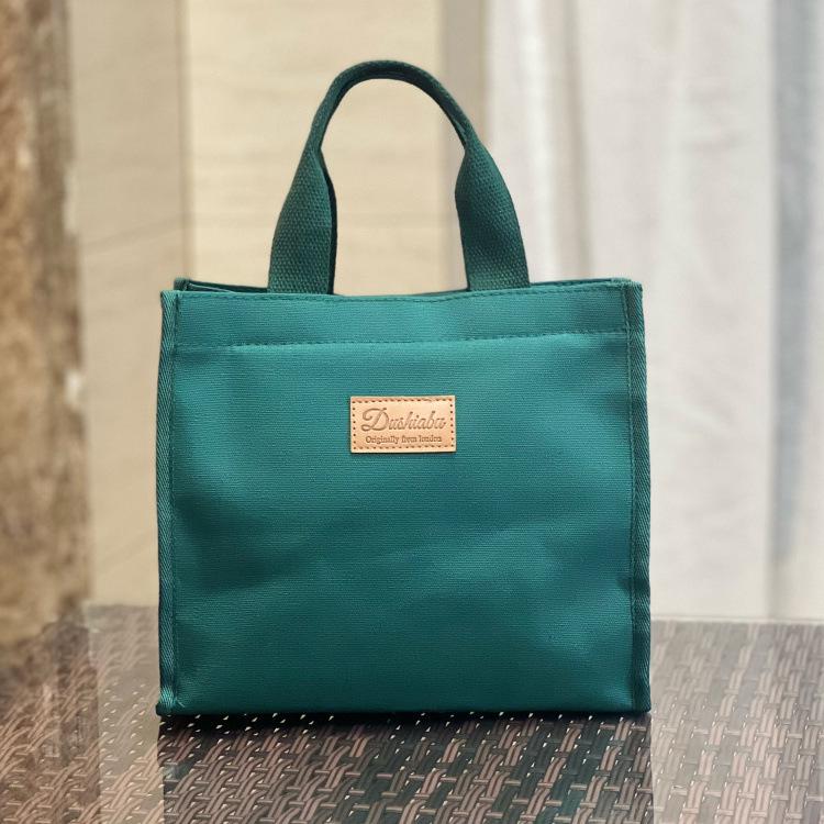 Cute Bear Canvas Lunch Tote - Large Capacity Bento Bag for Students & Moms