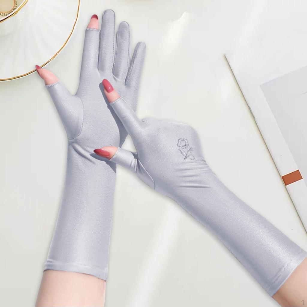 Sonnenschutzhandschuhe für Damen Vollfinger Verlängertes Handgelenk Sommer Sonnenschutz Radfahren