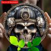 2d Flat 20*20cm, Vintage Samurai Skull Helmet Decorative Wooden Sign, Wall Hanging Multipurpose Wooden Plaque, Home, Bedroom, Bar, Party Decor