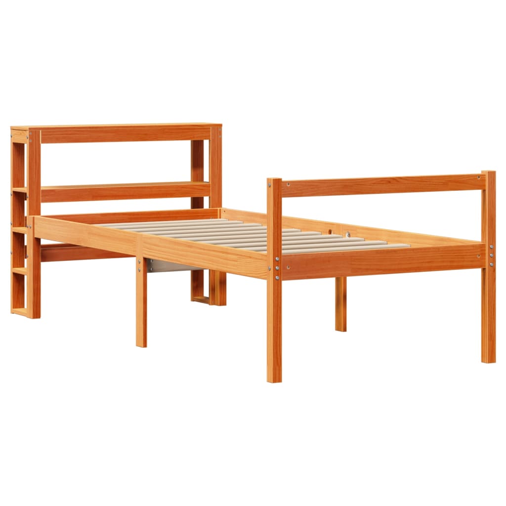 Bed Frame with Headboard Without Mattress Wax Brown 75 x 190 cm