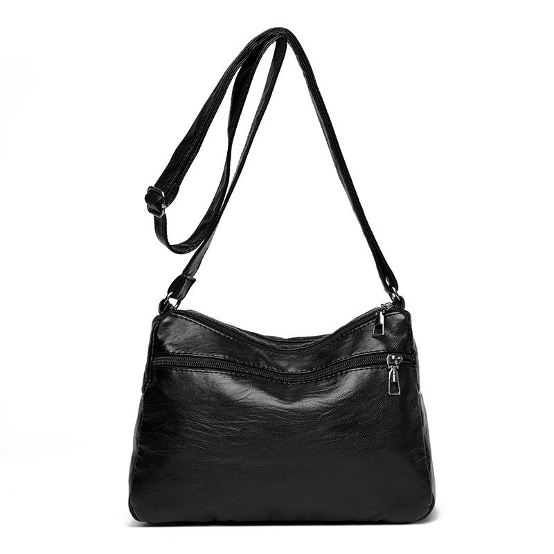 Mjukt Läder Damaxelväska Medelålders Mammaväska Fickrik Crossbody-väska