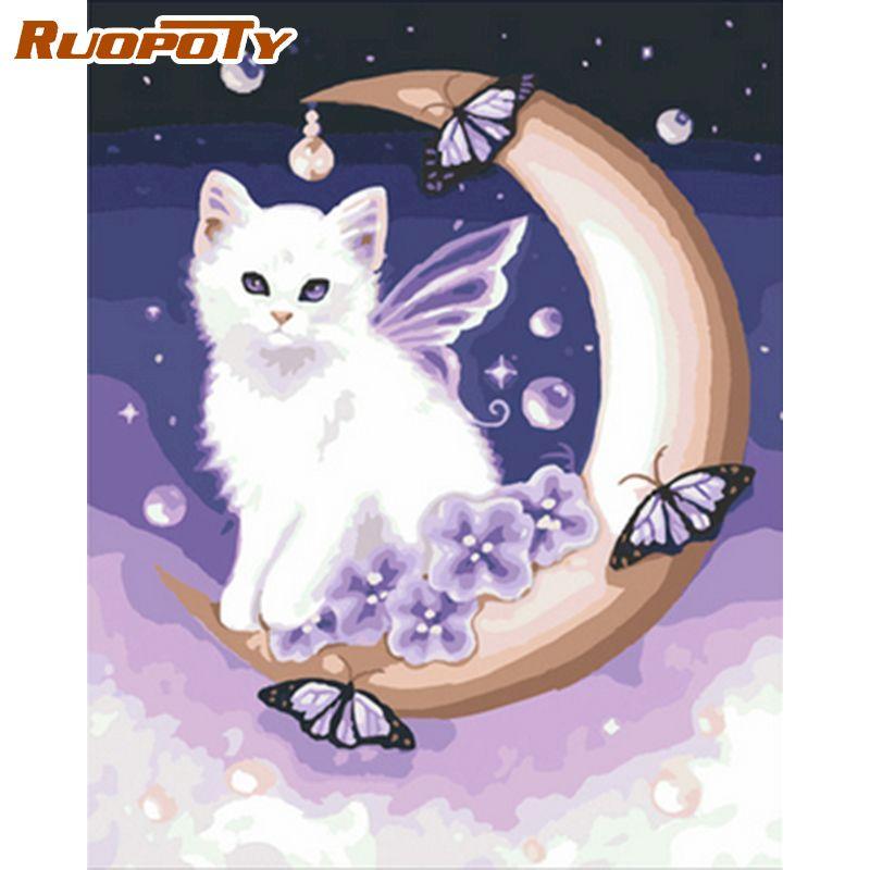 

Ruopoty Безрамная абстрактная живопись Красочная картина маслом DIY Картина по номерам Современная настенная художественная картина ручная роспись для украшения стены 40x50 см