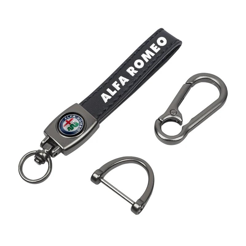 Car Stickers For Alfa Romeo Leather Car Logo Key Chain Keyring Auto Interiors Accessories For Alfa Romeo 4C 159 166 Spider Giuli