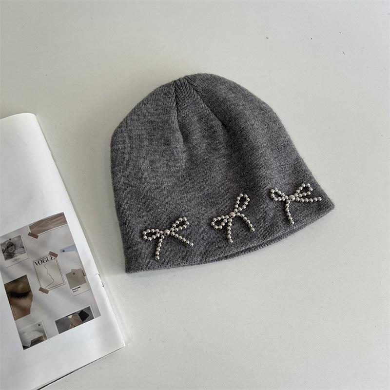 Bow Knitted Wool Hat Women's Autumn and Winter Fashion Warm Versatile Cold Hat