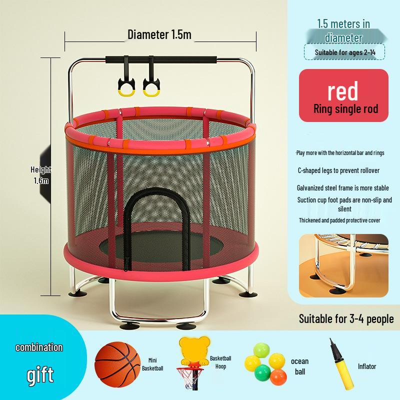 Indoor Family Trampoline with Safety Net for Kids and Adults