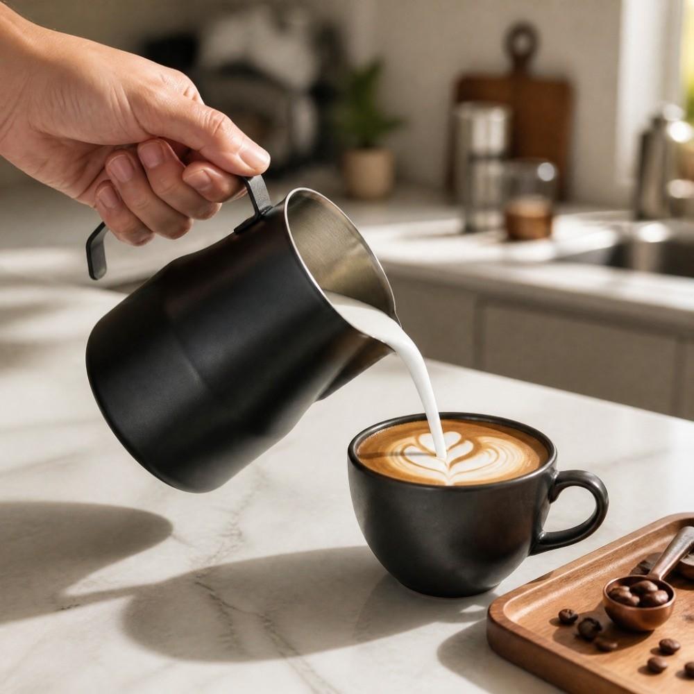Stainless Steel Milk Frothing Pitcher Black Color Coffee Frothing Jug For Bar