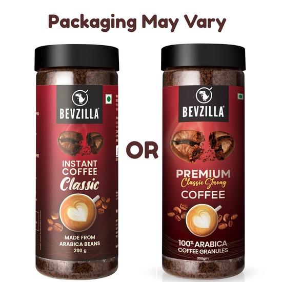 Bevzilla 200 Gram Classic Instant Coffee Powder Jar| Arabica Coffee | Best for Espresso, Latte & Cappucino | Hot & Cold Brews