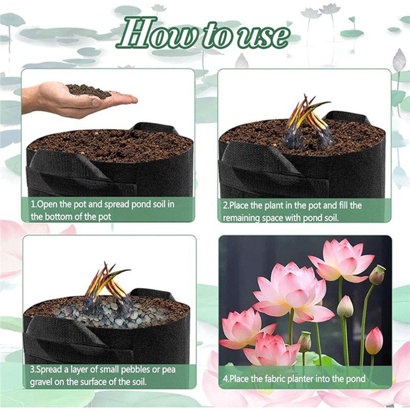 Pond Plant Thickened Nonwoven Plant Fabric Pots With Handles Durables Breathe Reusable Plant Bags 2 Gallon