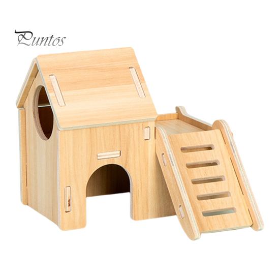 Hamster Platform Villa Double Layer Harmless Pet Toy Solid Wood Dwarf Hamsters House Climbing Play Hut Chews for Home