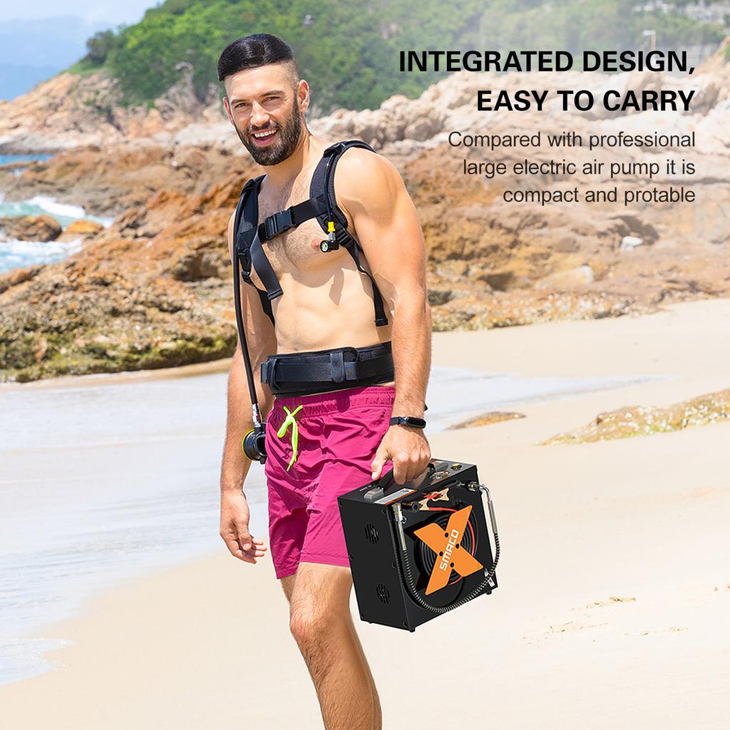 Pompa elektryczna ze zbiornikiem do nurkowania AutoStop Sprężarka powietrza Bezolejowa przez samochód 12 V DC lub dom 110 V AC