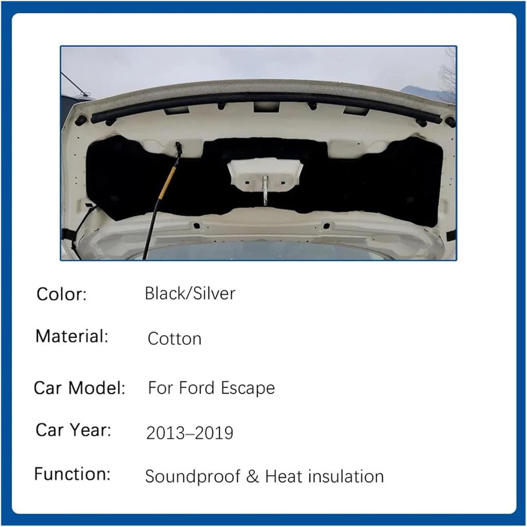 Compatible For Ford Escape Kuga 2013 2014 2015 2017 2018 2019 Car Engine Hood Pad Front Sound Insulation Covers Heat Shade Auto Accessories(Black B)