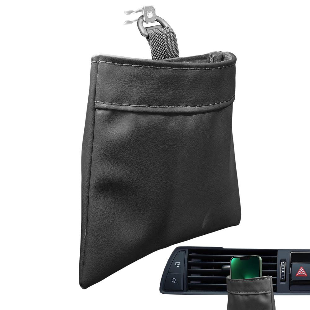 

Автомобильный держатель для хранения на вентиляционном отверстии, кожаный автомобильный боковой карман, органайзер, автомобильные аксессуары, внутренний автомобильный мусорный мешок, складной многофункциональный автомобиль чёрный
