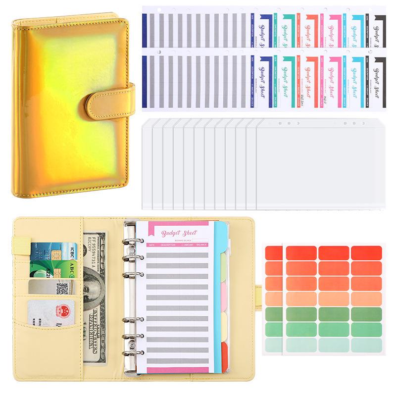 Colorful A6 PU Leather Macaron Budget & Account Book - Multi-functional Cash Diary & Storage Planner