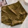 Douyin Trendy Women's High-Waisted Tummy Control Satin Seamless Silk Panties