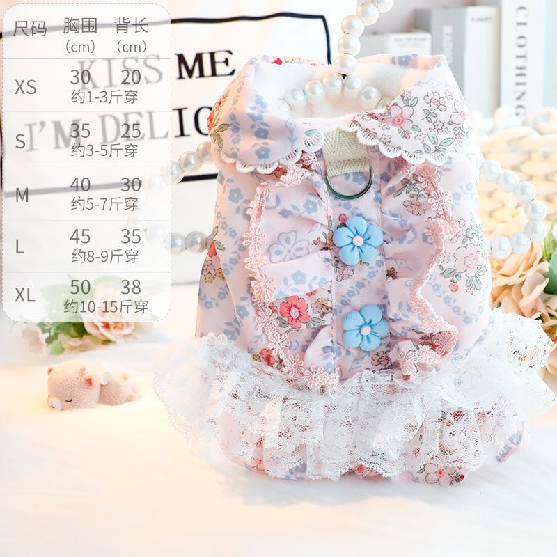 Hundekleidung Herbst- und Winterkleidung Dickes Katzen-Prinzessinnenkleid Baumwollmantel Blumenspitze Kleiner Hund Haustierbedarf