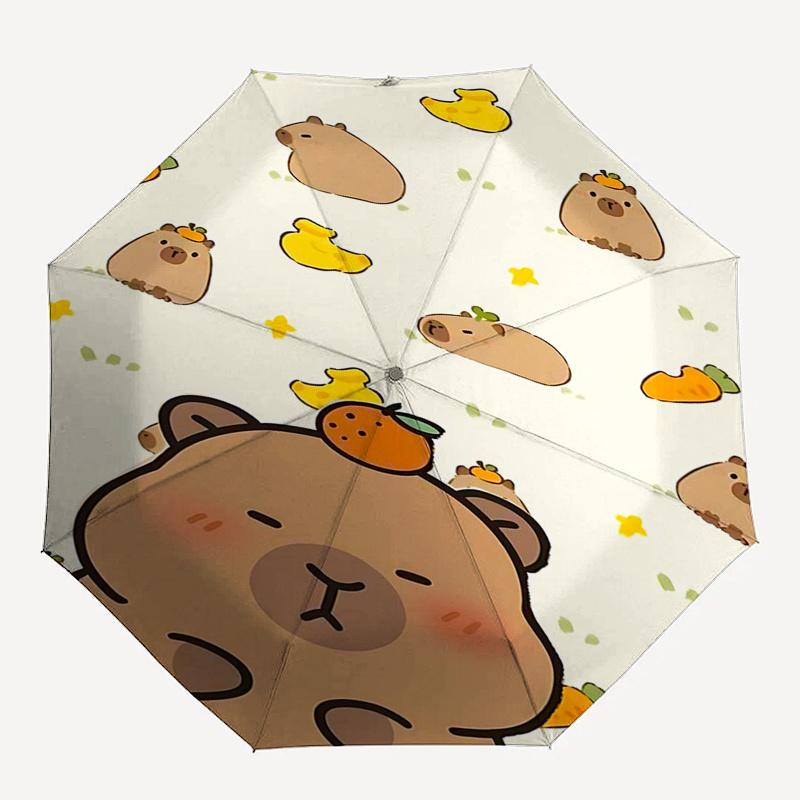 Capybara Themed Travel Umbrella-8 Ribs Automatic Opening and Closing, Portable Folding Design, Compact and Stylish Umbrella Suitable for Out