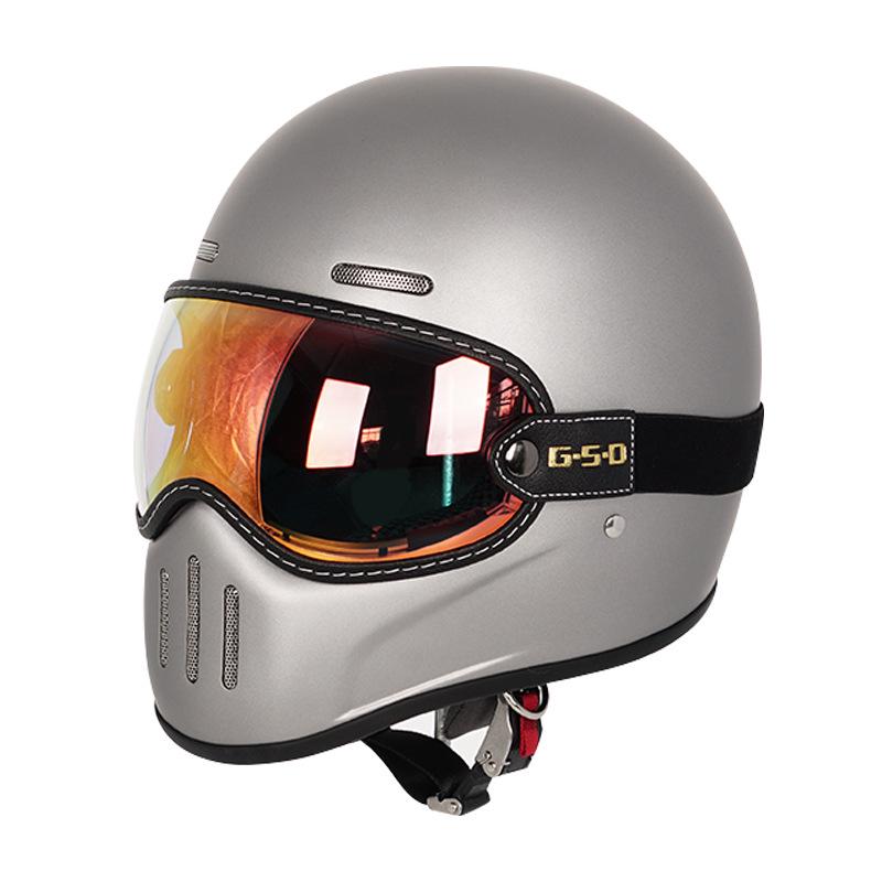 Fiberglass Retro Full Face Motorcycle Helmet for All Seasons - Unisex Winter Safety 3C Certified