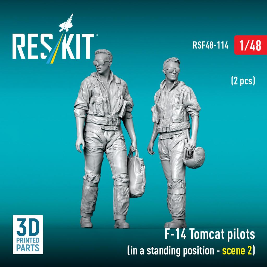 Reskit Tomcat Crew Pose Figures Resin Kit 1/48 F-14 (Standing 2) (2 Included) RSKF48-0114 (Airplane)