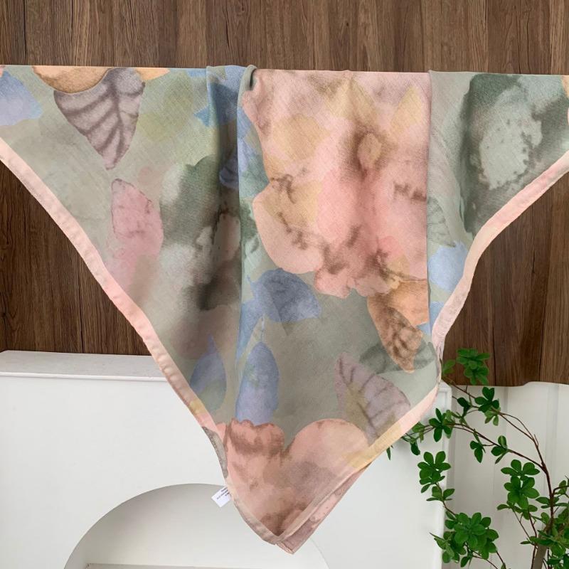 Square scarf new neck scarf scarf small shawl travel bag headscarf versatile cashew flower silk scarf