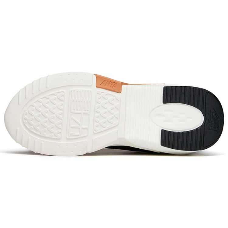 Anta Low Top Running Shoes Fashion Leather Women Sneaker Black White Green 122148980-2